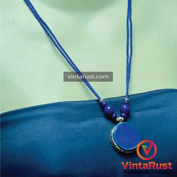 Small Lapis Lazuli Pendant Necklace, Gemstone Jewelry, Lapis Stone Necklace, - Picture 5 of 11